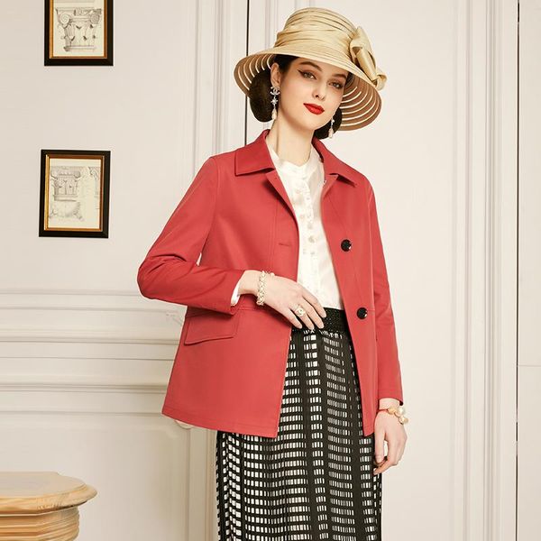 

women's trench coats shzq 2021 autumn fashion coat windbreaker short boutique red casual, Tan;black