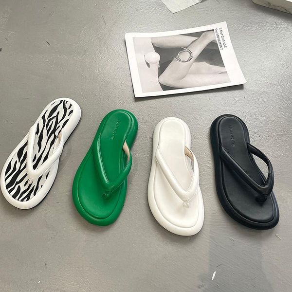 

slippers dxfan mixed colors zebra pattern chunky platform sandals women 2021 open toe summer beach flip flops shoes, Black