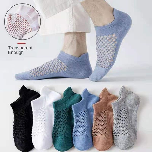 

men's socks mesh cotton man short 3 pairs summer color fashion breathable boat comfortable casual male white 1 pair, Black