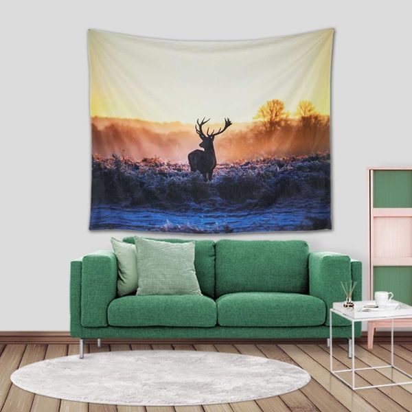 

tapestries animal in the forest tapestry wall hanging snow decor halloween