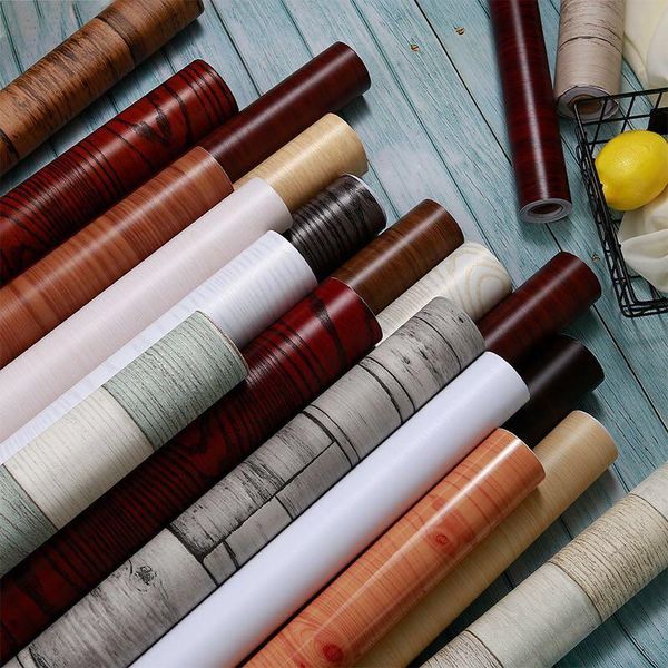 

wallpapers waterproof self-adhesive wallpaper door stickers old furniture wardrobe sub-desk renovation imitation wood