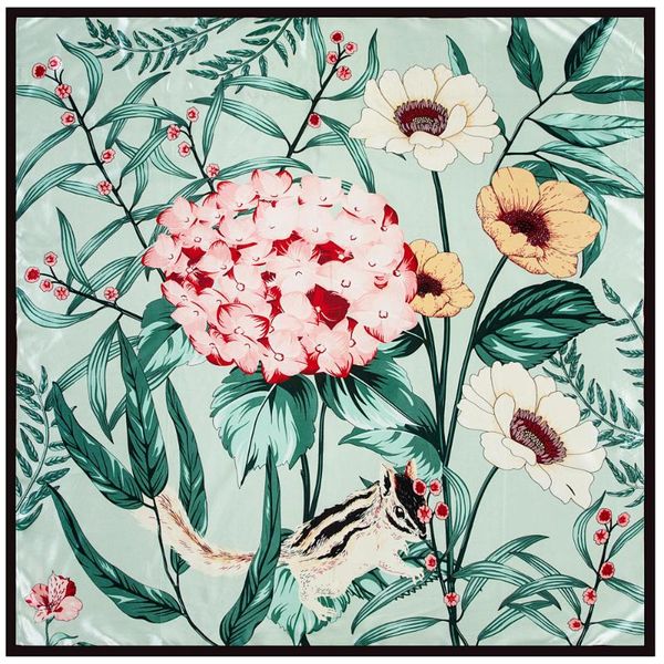 

scarves 90*90 small square scarf wild female korean arts retro chic hair band style of the spring autumn daily wear breathable, Blue;gray