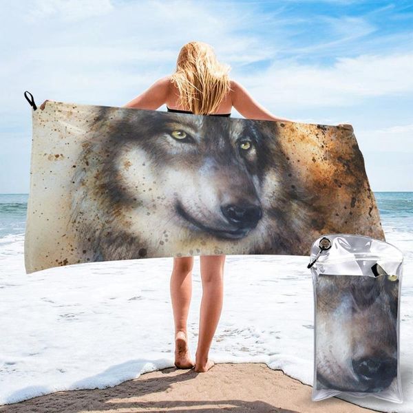 

towel bath alsatian dog painting wolf quick dry large absorbent soft for home travel camping swimming beach sport