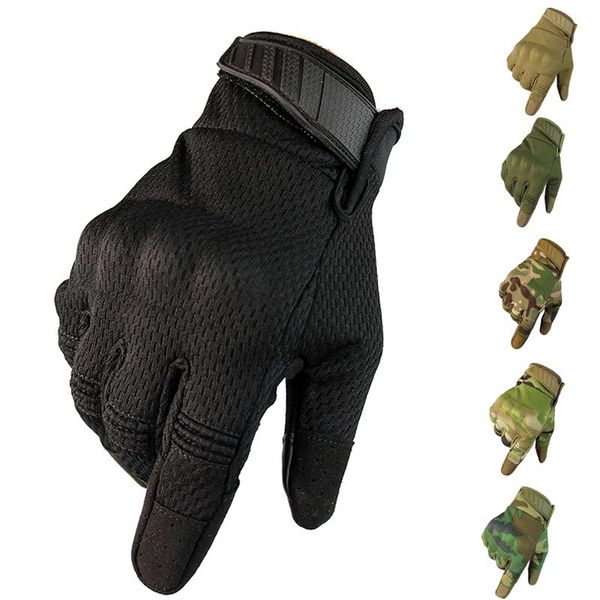 

sports gloves men breathable full finger touch screen tactical outdoor sport cycling climbing anti-skid, Black