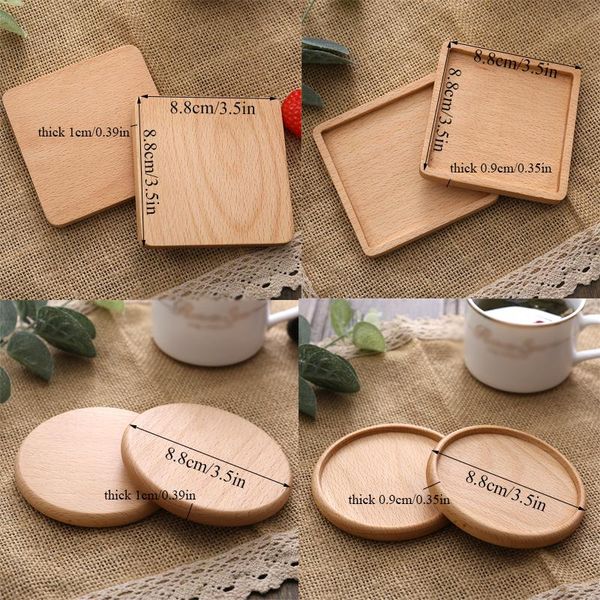 

mats & pads 1 pcs durable walnut wood coasters placemats decor square round heat resistant drink mat kitchen supplies practical home