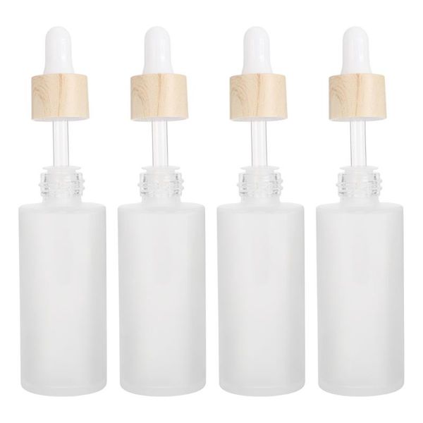 

storage bottles & jars 4pcs 50ml refillable essential oil frosted glass dropper