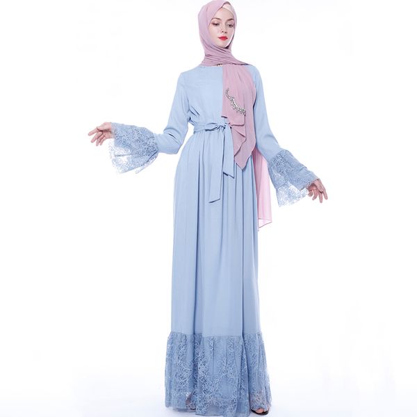 

abaya turkey islam arabic hijab muslim long dress caftan dubai kaftan tesettur elbise robe musulmane longue lace vestido dresses, Red