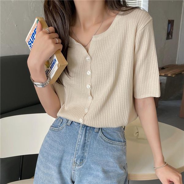 

women's sweaters women loose short sleeve t shirts, White;black