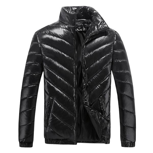 

Winter stand collar cotton padded jacket men's large size young down twill casual coat, Black