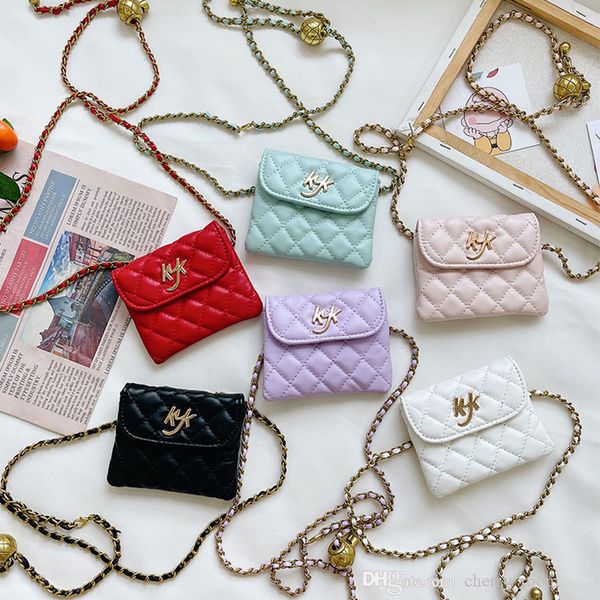 

kids princess handbags autumn winter girls letter diamond embroidered line chain messenger bag mini wallet girl pu causal crossbody accessor, Black
