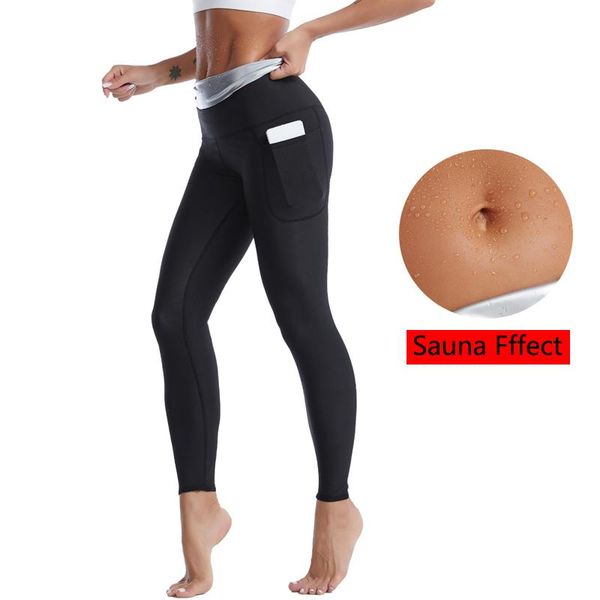 

women's shapers sweat sauna suits slimming pants women shapewear high waisted waist trainer weight loss body shaper leggings with pocke, Black;white