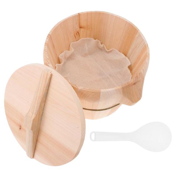

storage bottles & jars 1set lidded wooden rice steamer unique steamed bucket for kitchen