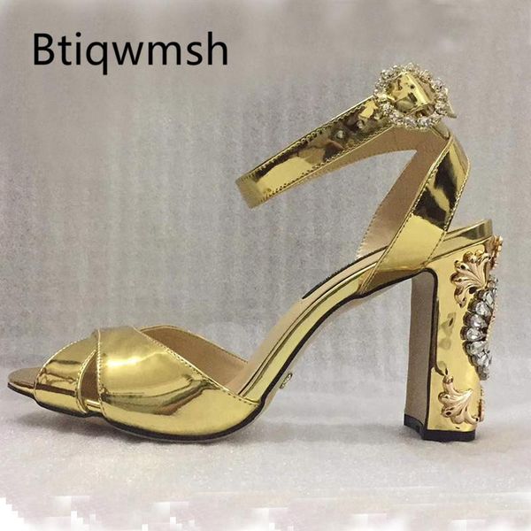 

gold gladiator sandals women peep toe ankle strap rhinestone watches high heel shoes woman fashion wedding, Black