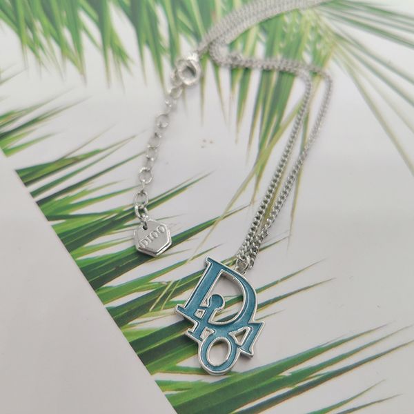 

designer jewelry family 2021 new enamel letter necklace clavicle chain temperament small fresh suit bracelet earrings female necklace, Silver