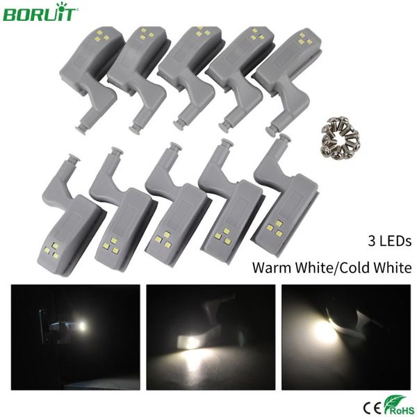 

boruit 10pcs led inner hinge lamp induction universal under cabinet light for cupboard closet kitchen bedroom night