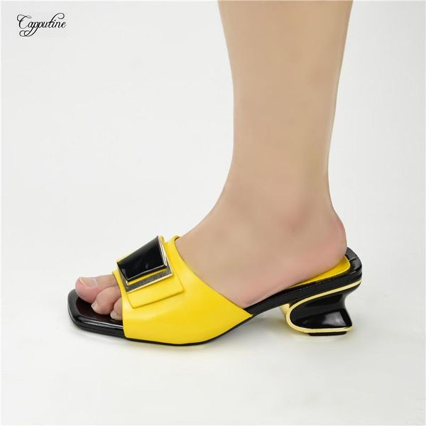 

dress shoes yellow wedding/party pumps african high heel women's slippers for party 89-3 height 7cm, Black
