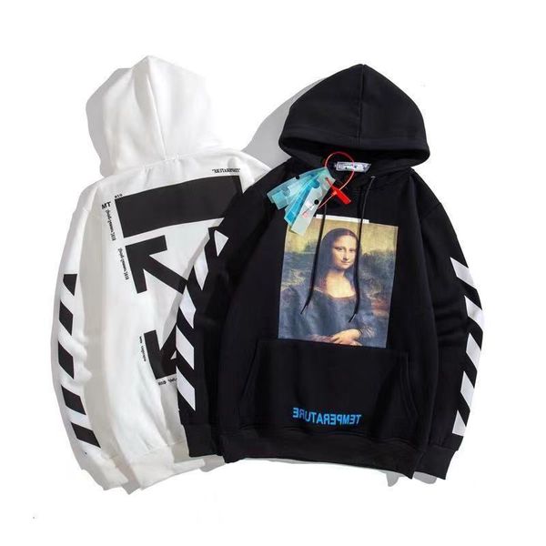 

new off mona lisa 2021 portrait plush hoodie in autumn and winter, Black