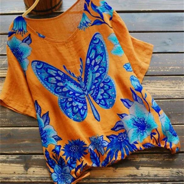 

women's t-shirt butterfly print short sleeve m5zp, White
