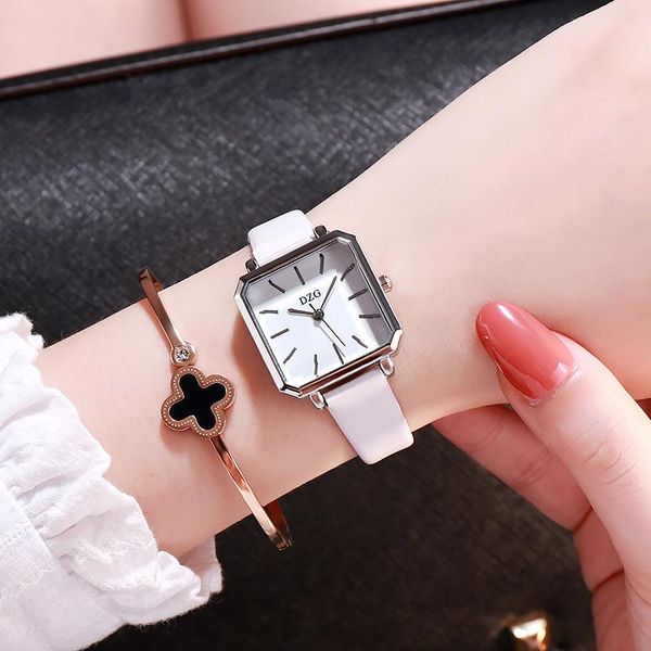 

wristwatches women watches simple square quartz for ladies luxury leather wrist watch casual female clock relogio feminino, Slivery;brown