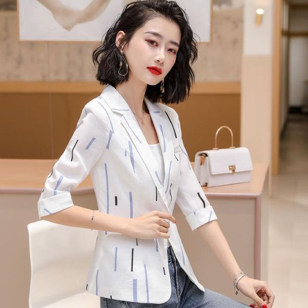 

summer women fashion office wear striped vintage notched collar suit blazers female chic single button outerwears a138 women's suits &, White;black