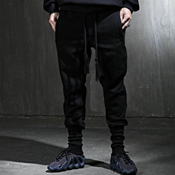 

men's pants elastic black casual sweatpants korean fashion brand large personalized leggings loose