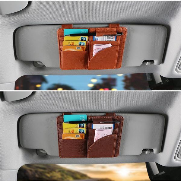 

car organizer universal sun visor card case holder clipper hold pen papers ticket bag hanger car-styling auto stowing tidying