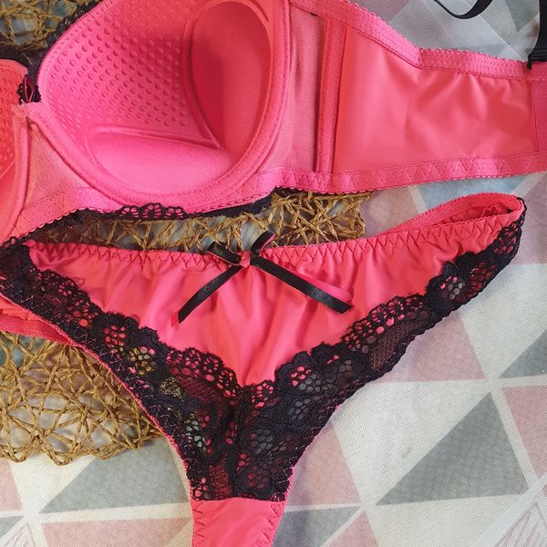 

lace bra and thong set lingerie feminina bra underwire plus size push up underwear sets woman summer underwear & sleepwears, Red;black