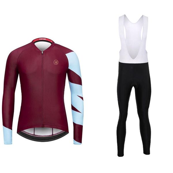 

racing sets kapvoe bicycle outdoor team cycling jersey set long sleeve padded bib clothes men mtb, Black;blue