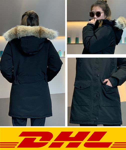 cappotto canadese d'oca Piumino di alta qualità design alla moda con vera pelliccia di lupo giacca da donna giacca giacca parka tenere al caldo nella fabbrica invernale