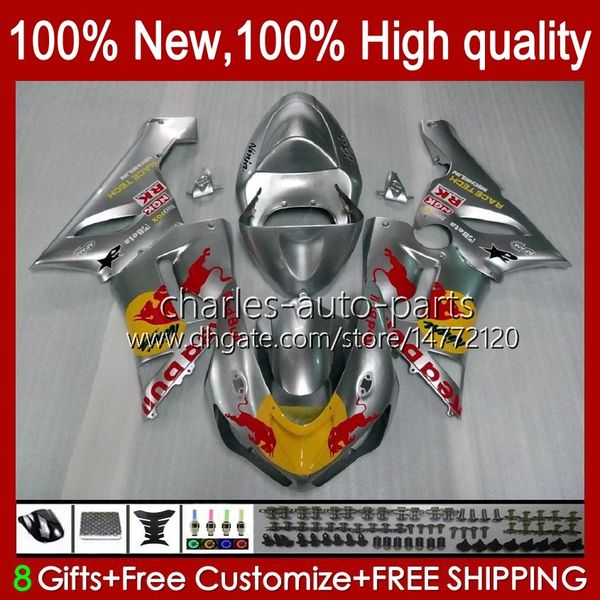 Tam Bodys Kawasaki Ninja ZX 6R 600CC 6 R ZX636 ZX600C ZX6R 05 06 Çizelge 7NO.64 ZX 636 ZX-600 ZX-636 600 CC 05-06 ZX600 ZX-6R 2005 2006 OEM Fuarlar Kiti Sarı Kırmızı