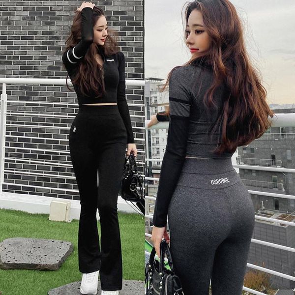 

women's tracksuits online celebrity fitness wear for women spring summer waist-closed running morning slim fit casual fashion yoga clot, Gray