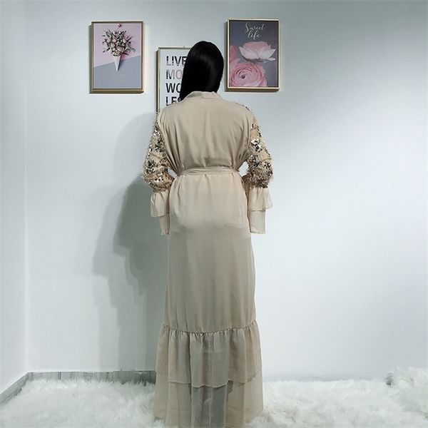 

sequin tassel kimono abaya dubai kaftan islam muslim hijab dress abayas for women caftan marocain turkish islamic clothing robe, Red