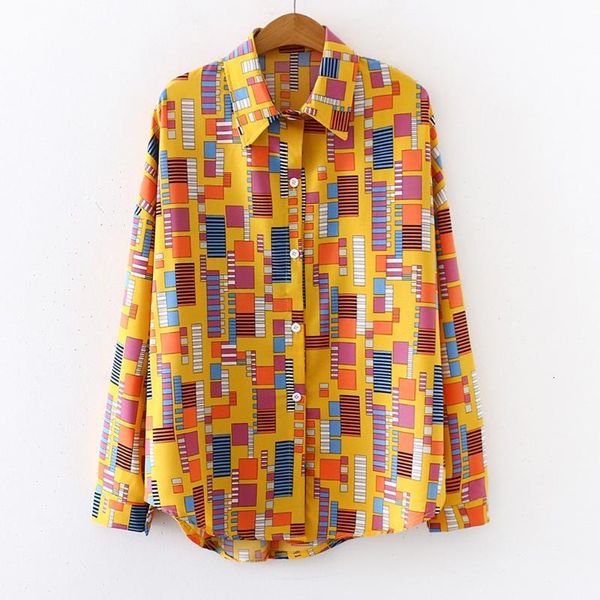 

women's blouses & shirts roupa feminina female lady fashion women retro print long sleeve lapel casual shirt blouse 1zlh, White