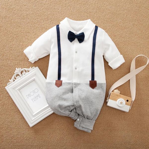 

prowow male born baby clothes formal gentleman baby's romper with necktie crawlers for kids infant jumpsuit boys clothing jumpsuits, Blue