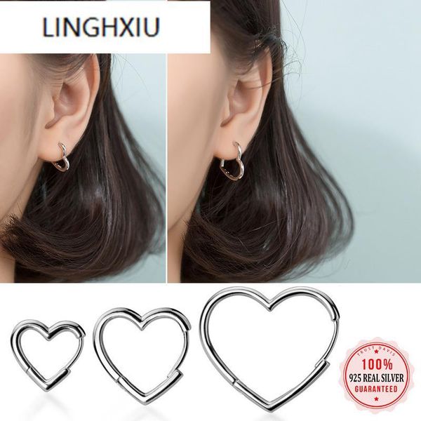 

hoop & huggie trustdaivs heart earrings 925 sterling silver geometric ear cuff clip on earring for women girl piercing ds2434, Golden;silver