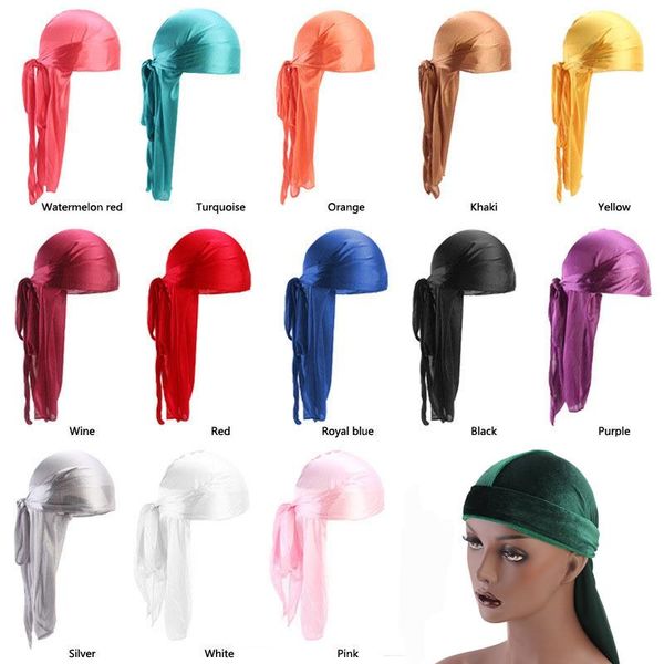 

selling men's and women's velvet long streamer breathable turban baotou hat doo pirate beanies