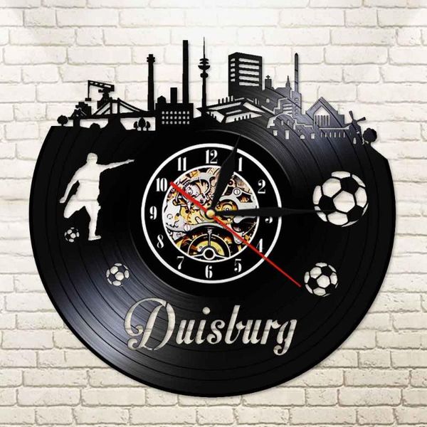 

wall clocks duisburg fan reord clock germany football 3d quartz slient watch cityscape scenery color changing light