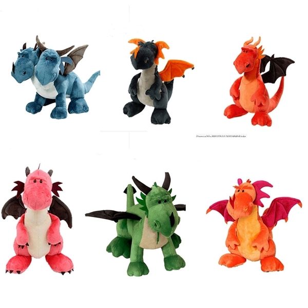 35 cm Dinozor Peluş Oyuncaklar Çift Başlı Hayvanlar Dolması Bebekler Kartoni Anime Iki Kafa Ejderha Çocuk Çocuk Boys Hediye 210728