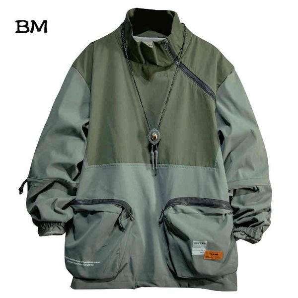 

men's hoodies & sweatshirts harajuku splicing pullover streetwear kpop korean style fashions clothes hip hop college, Black