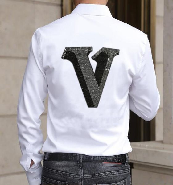 

rhinestone shirt long sleeve chinese style clothing drill cotton long shirts men 2022 new arrived, White;black