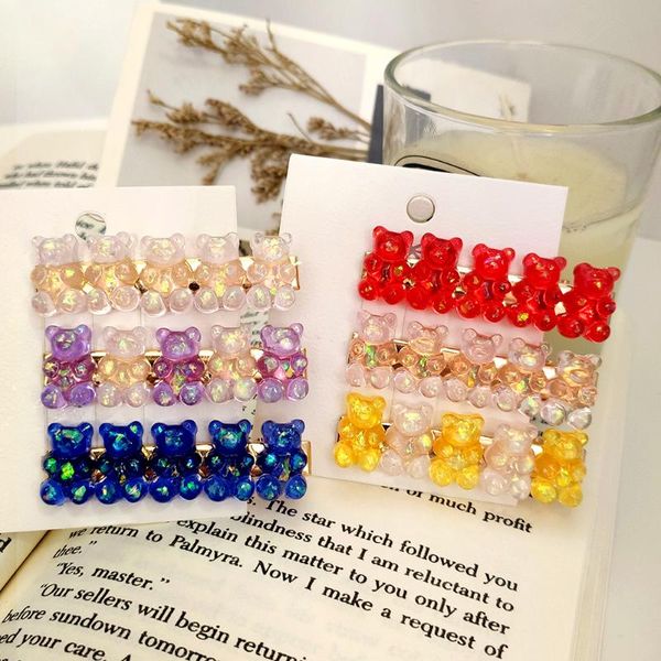

hair clips & barrettes korean fashion colorful jelly gummy bear hairpins barrette for women girls cute cartoon duckbill clip accessories, Golden;silver