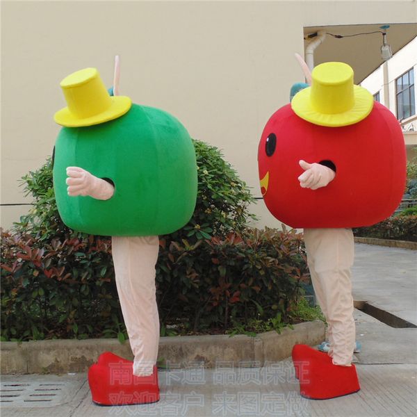 Mascote trajes vermelho verde maçã mascote traje personagem de desenho animado maçã fruta cosplay carnaval carnaval traje stage propfazer traje
