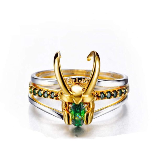 

loki ring thor loki horns helmet matching rings set for women men super hero cosplay props jewelry trend charm gifts, Silver