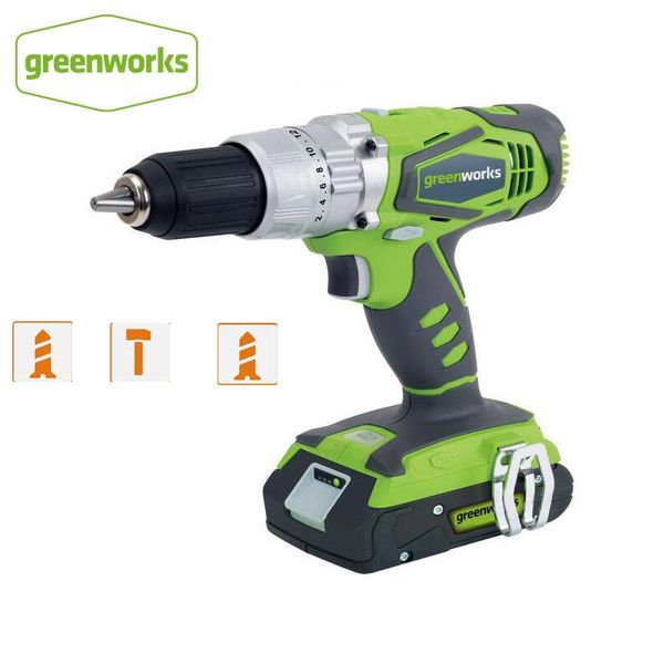 

professiona electric drills greenworks 24v double speed screwdrvier 60n.m impact cordless drill rechargeable household power tools