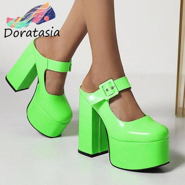 

dress shoes doratasia female pumps colorful slip on buckle high heel platform elegant women's party women, Black