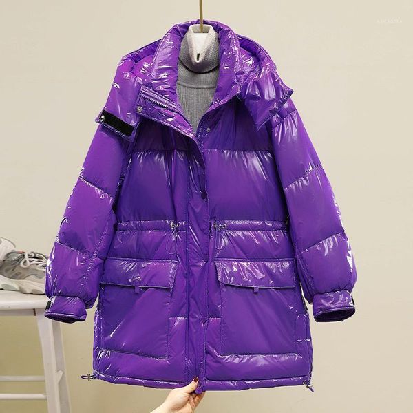 

women's down & parkas winter jacket women 90% white duck hooded thicken warm female jackets purple yellow snow feather outwear, Black