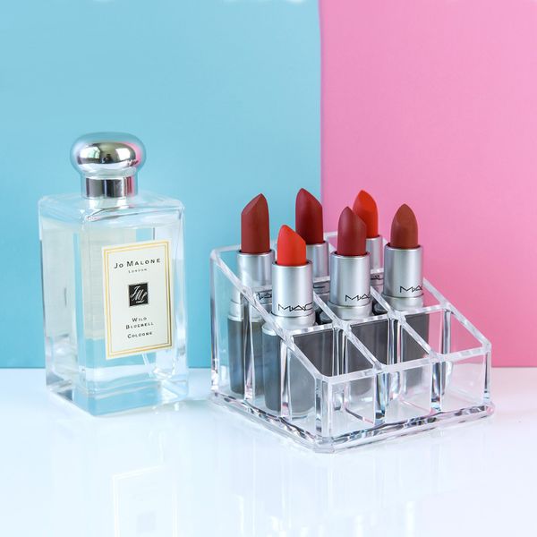 

household 9-grid lipstick storage rack lipstick consolidation box cosmetic storage box transparent acrylic cosmetic organizer
