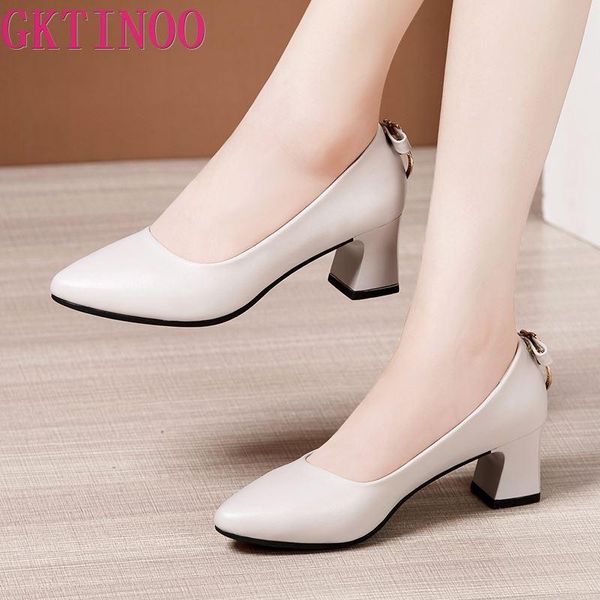 

dress shoes gktinoo professional work pointed toe leather women pumps 2021 autumn black high heels office plus size 41
