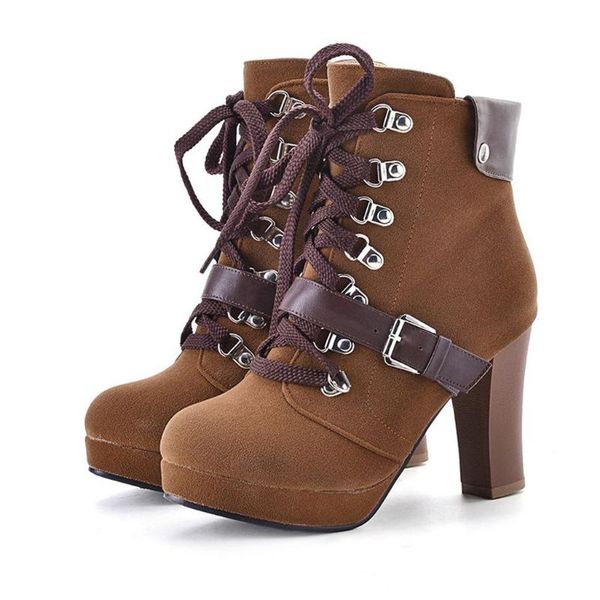 

boots women fashion slim square heel shoes waterproof platform high booties autumn winter female ankle #823, Black