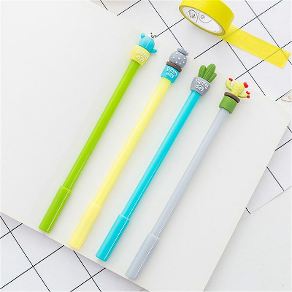 

6pieces/lot 1piece cactus gel pens green plants neutral pen cute pens for school office writing gifts korean stationery promotional pens